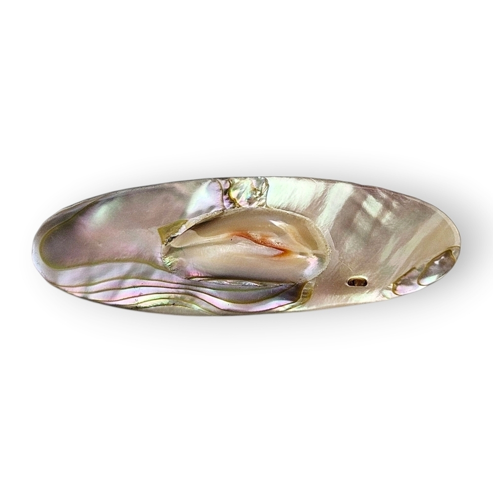 Antique Blister Pearl Brooch Iridescent Abalone Shell Oval Victorian 1800s FLAW